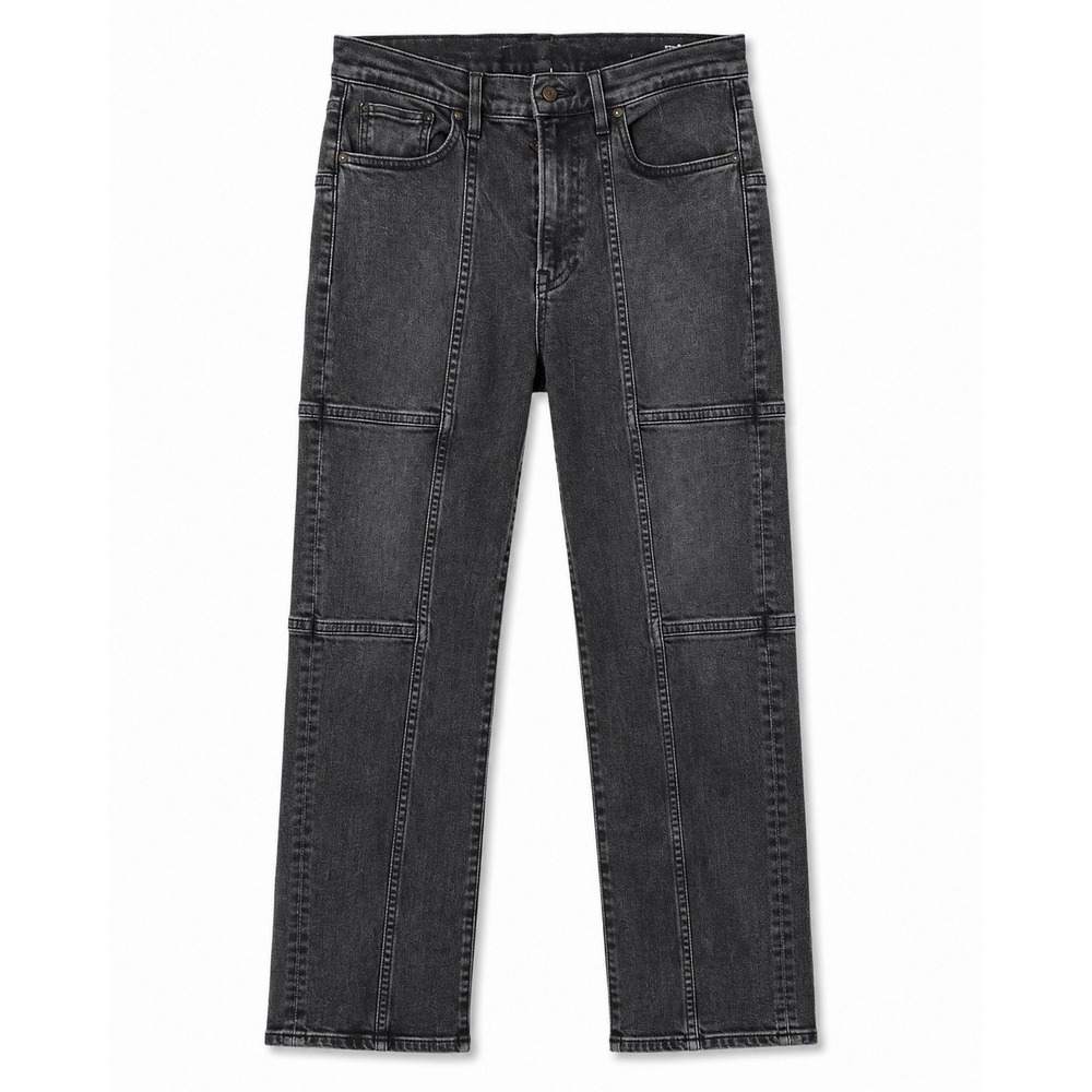 3x1 NYC Jeans 29 Black Gray High Rise Cropped Straight Moto Utility Denim